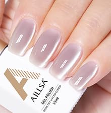 AILLSA Glass Cat Eye Gel Nail Polish, 15ml Light Purple Glitter Jelly Sheer Gel Polish, Translucent Magnetic Shimmer Sparkle Nail Art U V Salon 0.5 OZ GF40