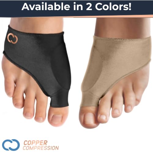 Copper Compression Bunion Corrector Relief Sleeve, Copper Infused Orthopedic Brace Big Toe Alignment, Plantar Fasciitis, Hallux Valgus Relief - Toe Straightener & Spacer for Women & Men Pair Nude S/M