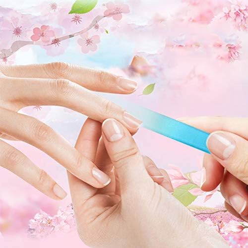 12 Pack Glass Nail Files with Case Crystal Glass Fingernail Files Double Sided Glass Nail File Mixed Color Manicure Set