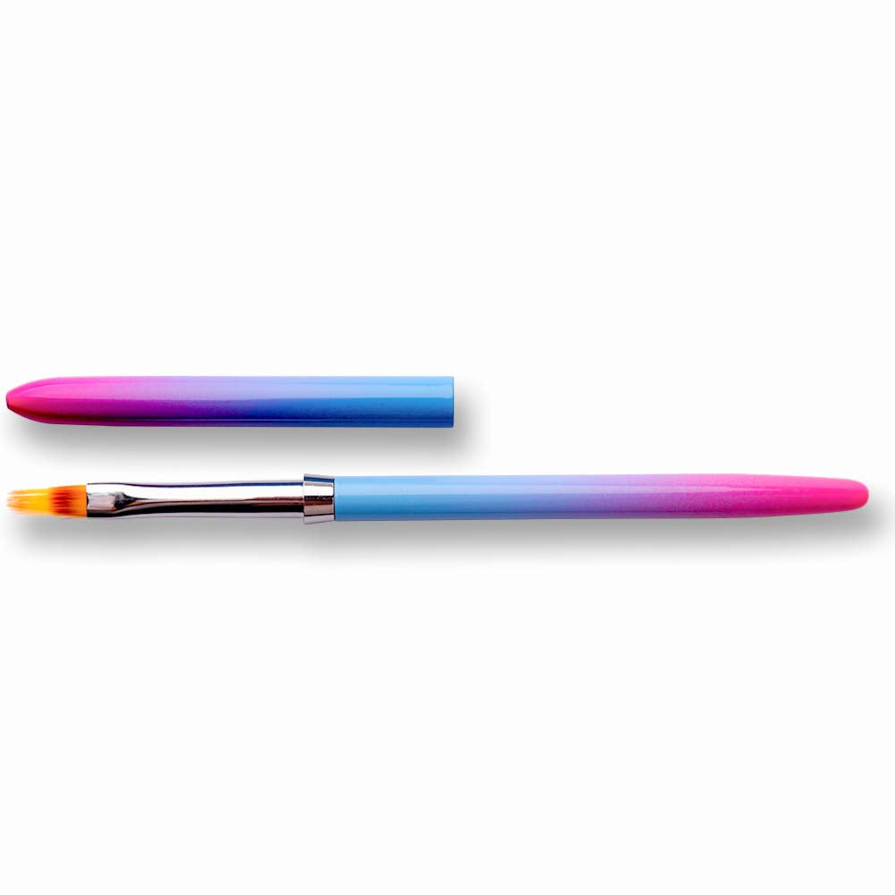 SILPECWEE 1Pc Acrylic Nail Ombre Brush Kolinsky Gradient Design Handle UV Gel Polish Nail Art Painting Lace Pen Manicure Salon Tools
