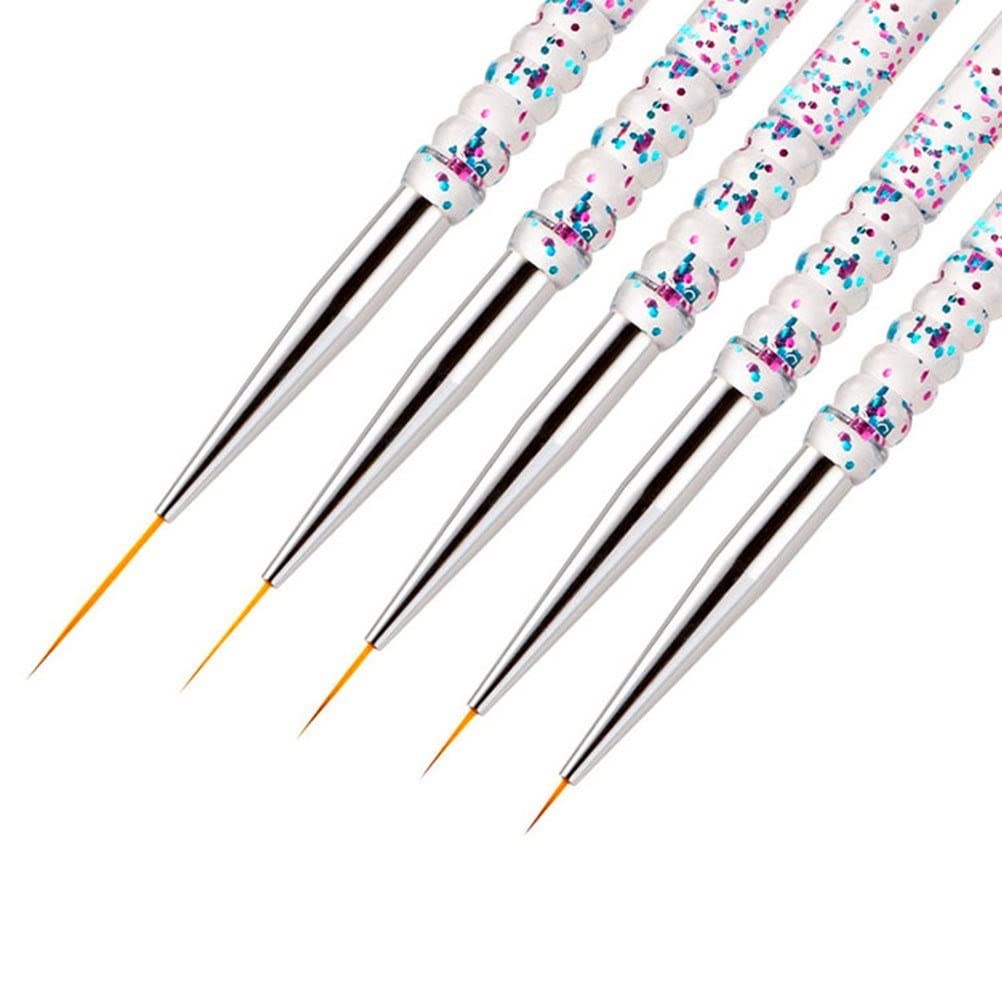 Nail Dotting Tools 10 Pcs Kit - 5 pcs Double-end Nail Dotting tools and 5 Pcs Nail Art Liner Painting Brushes