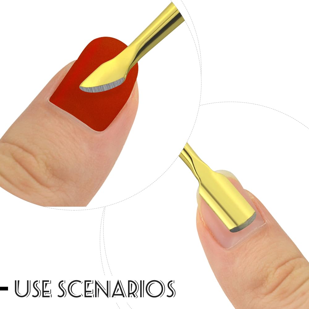 8 Pieces Nail Cuticle Pusher Stainless Steel Nail Polish Cuticle Remover Double Ended Manicure Nail Pedicure Tool Metal Cuticle Peeler Scraper for Fingernails and Toenails (Gold)