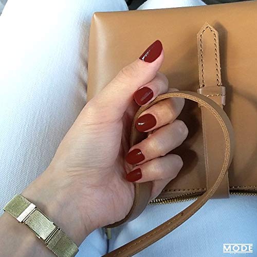MODE Oxblood Brown Red Nail Polish Long Lasting High Performance Nail Lacquer Color, Chip Resistant Fortified Protection, Pro Wide Brush, Le Vernis, Leather Vault