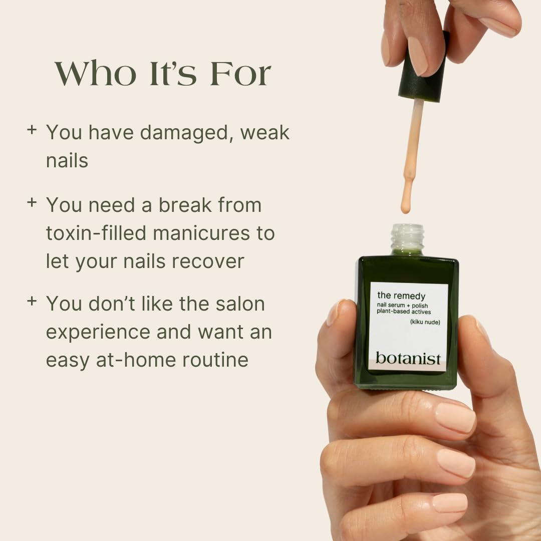 Botanist Nail Rescue Kit | Nail Strengthening Polish + Growth Serum | Grow and Strengthen Nails Damaged from Acrylics, Dip, and Gel Manicures | Non-Toxic, 84% Plant Based, 21-Free & Vegan (Nude)