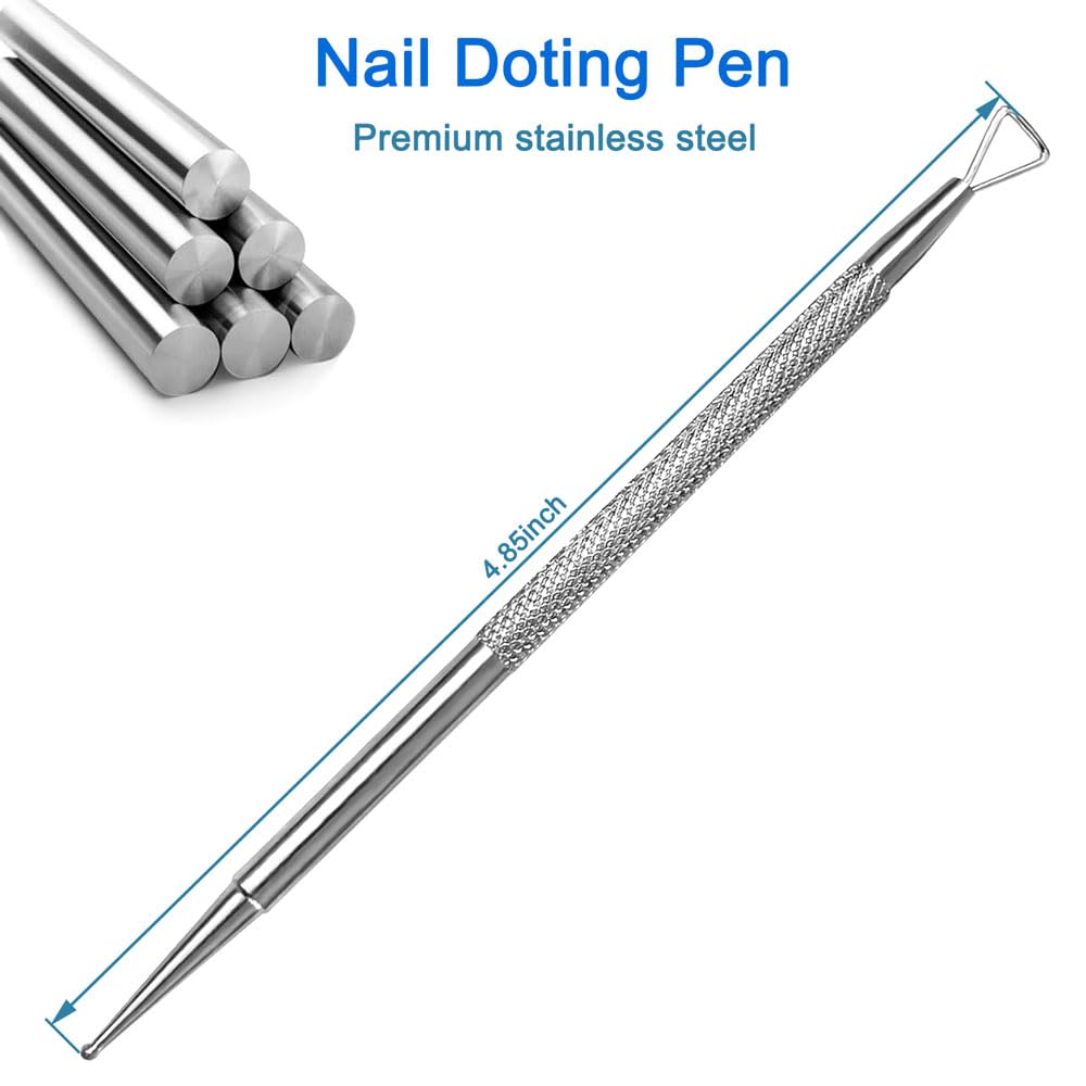 Manicure Kit for Women, 2-Piece Stainless Steel Nail Tools with Double-Ended Cuticle Pusher & Cuter, Gel Polish Remove Tool & Nail Dotter Pen for Nail Art, Home and Salon