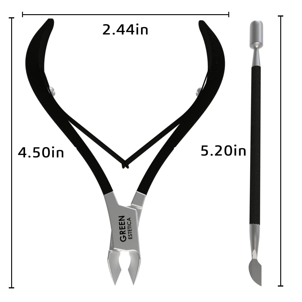 Professional Cuticle Trimmer with Cuticle Pusher Nail Cuticle Remover Nipper Silver Stainless Steel Sharp Blades Manicure Tools with Double Spring Nail Care Pedicure Nail Tools Home Spa (Black)