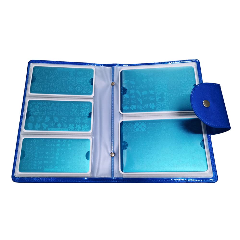 50 Slot Image Stamper Plate Collection - Nail Art Stamp Plates & Cases - Large Sizes 6.0x12.0cm & 9.5x14.5cm - Dark Blue