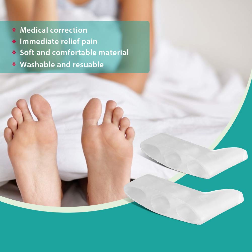 Toe Separators, 2 Pairs Toe Separator Toe Separator Feet Gel Protect Toes Separator Fingers Foot Silicone Protective Cover Protector toe separators for overlapping toes to Their Original Shape