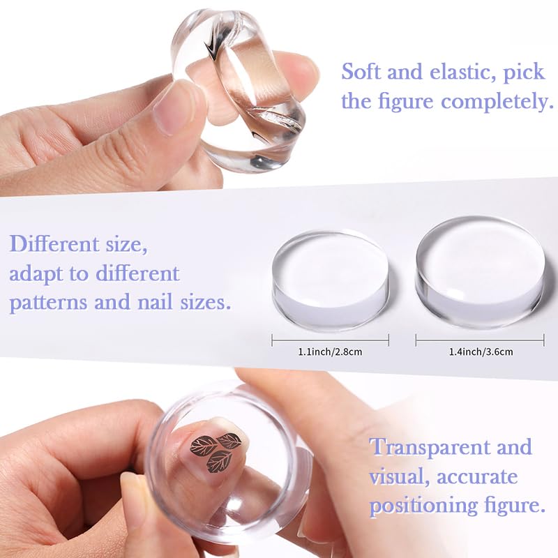 BORN PRETTY French Tip Nail Stamp,4Pcs Nail Art Stamper Kit with Scrapers,Clear Silicone Stamping Long & Short Jelly Stamper Nail Printing Tool for French Manicure Home DIY Salon