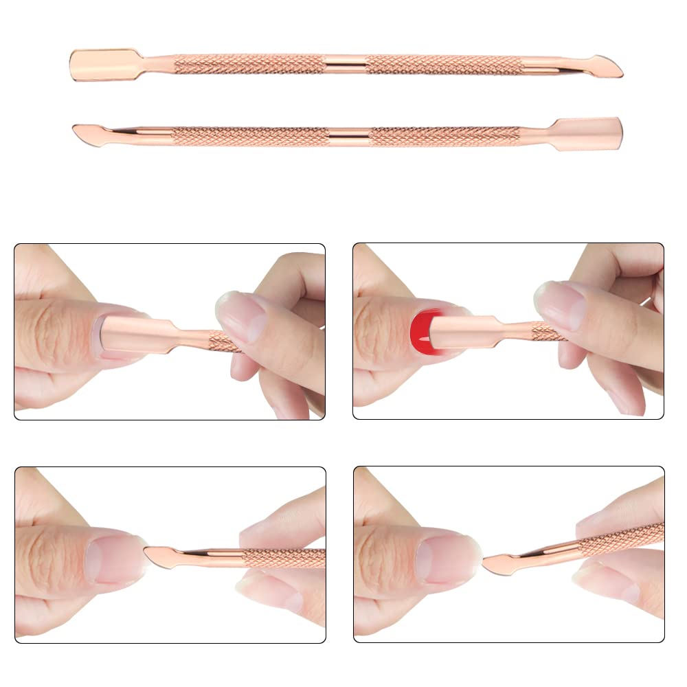 8Pieces Cuticle Trimmer Cuticle Nipper Cuticle Remover Cuticle Cutter with Cuticle Pusher Stainless Steel Cuticle Cutter Clipper Nail Tools for Fingernails and Toenails (Rose Gold)