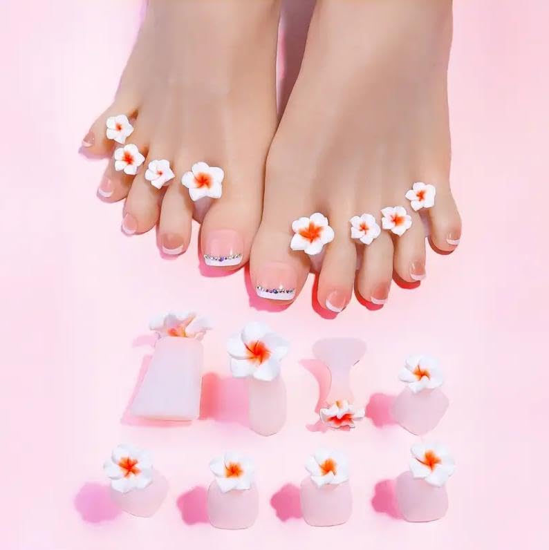16pcs Flower Toe Separator, Toe Nail Separators, Toes Dividers Pedicures Nail Art Tools(8pcs White Flower+8pcs Purple Flower)