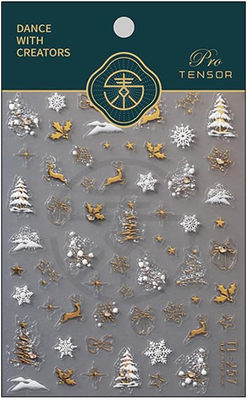 Christmas Nail Stickers Snowflake Nail Art Decals 5D Embossed Nail Design Winter Nail Art Stickers Self Adhesive Nails Supplies Nail Decorations for Women Girls