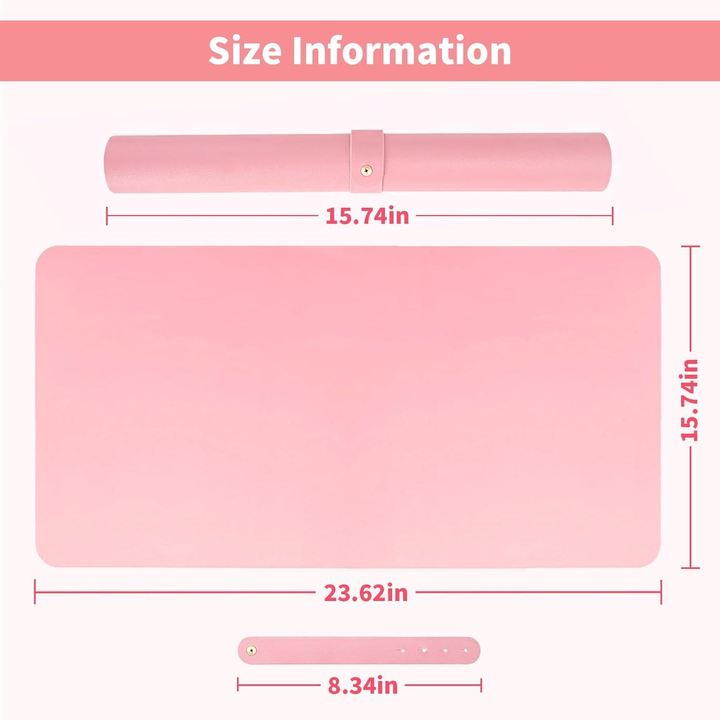 Double-sided Nail Table Mat for Nail tech - Soft Microfiber PU Leather Nail Desk Mat - Foldable Nail Art Table Mat Acetone Resistant for Nails Salon Home (Pink) (Mat Only)