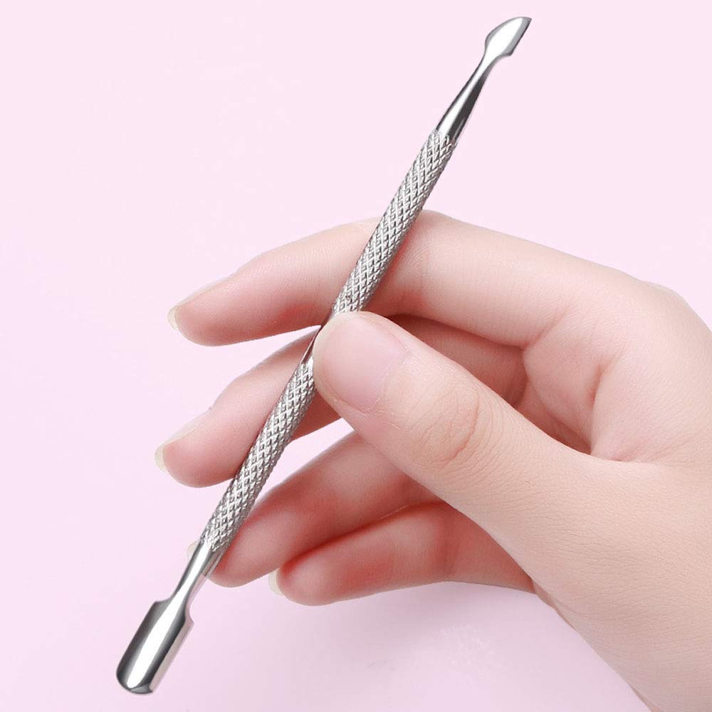 15Pcs Cuticle Pusher Remover and Cutter, Creatiee Double Ended Stainless Steel Cuticle Cleaner Nail Gel Polish Removal, Manicure Pedicure Nail Tools for Fingernails Toenails - Professional & Durable