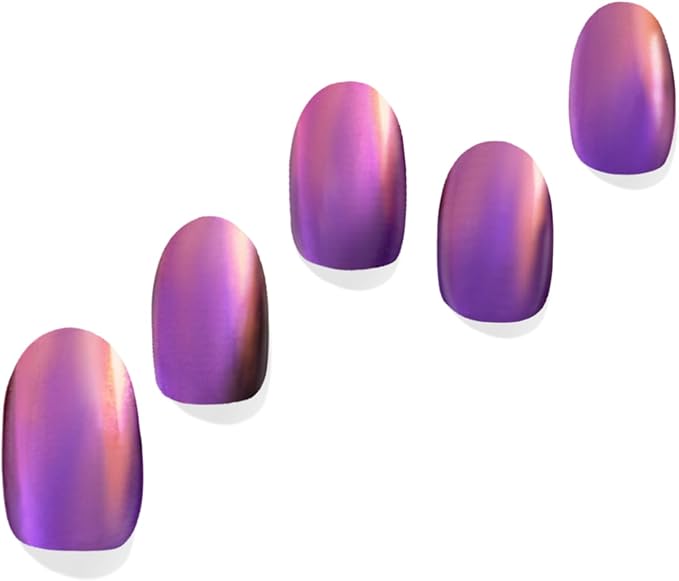 Semi Cured Gel Nail Strips with 30 Pieces - Salon Quality Manicure Kit for Women Easy Application Wraps Includes Prep Pads Nail File Wooden Stick, UV Light Required (Purple Aurora)