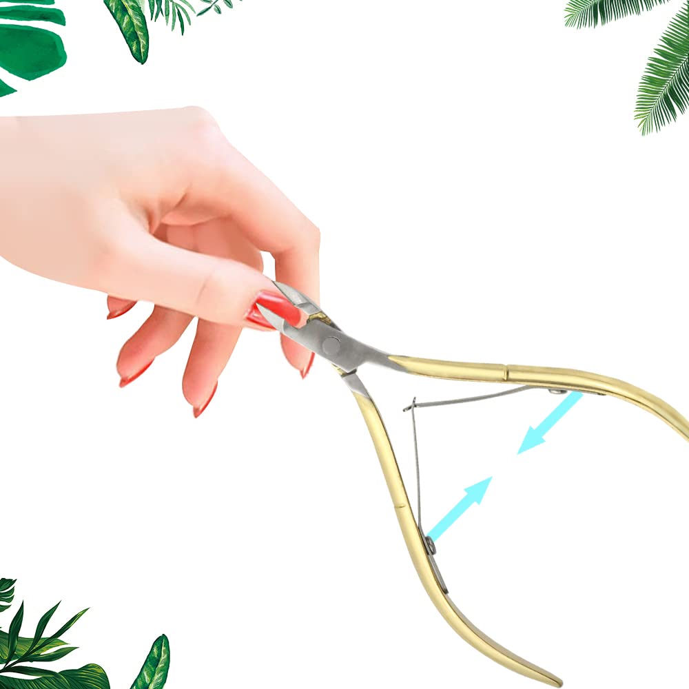 8Pieces Cuticle Trimmer Cuticle Nipper Cuticle Remover Cuticle Cutter with Cuticle Pusher Stainless Steel Cuticle Cutter Clipper Nail Tools for Fingernails and Toenails (Gold)