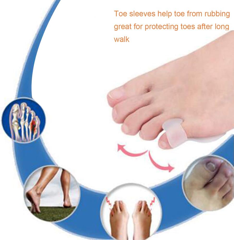 10 Pinky Toe Cushion Splints - Gel Toe Separators & Straightener, Prevent Blisters, Corn, Pain Relief