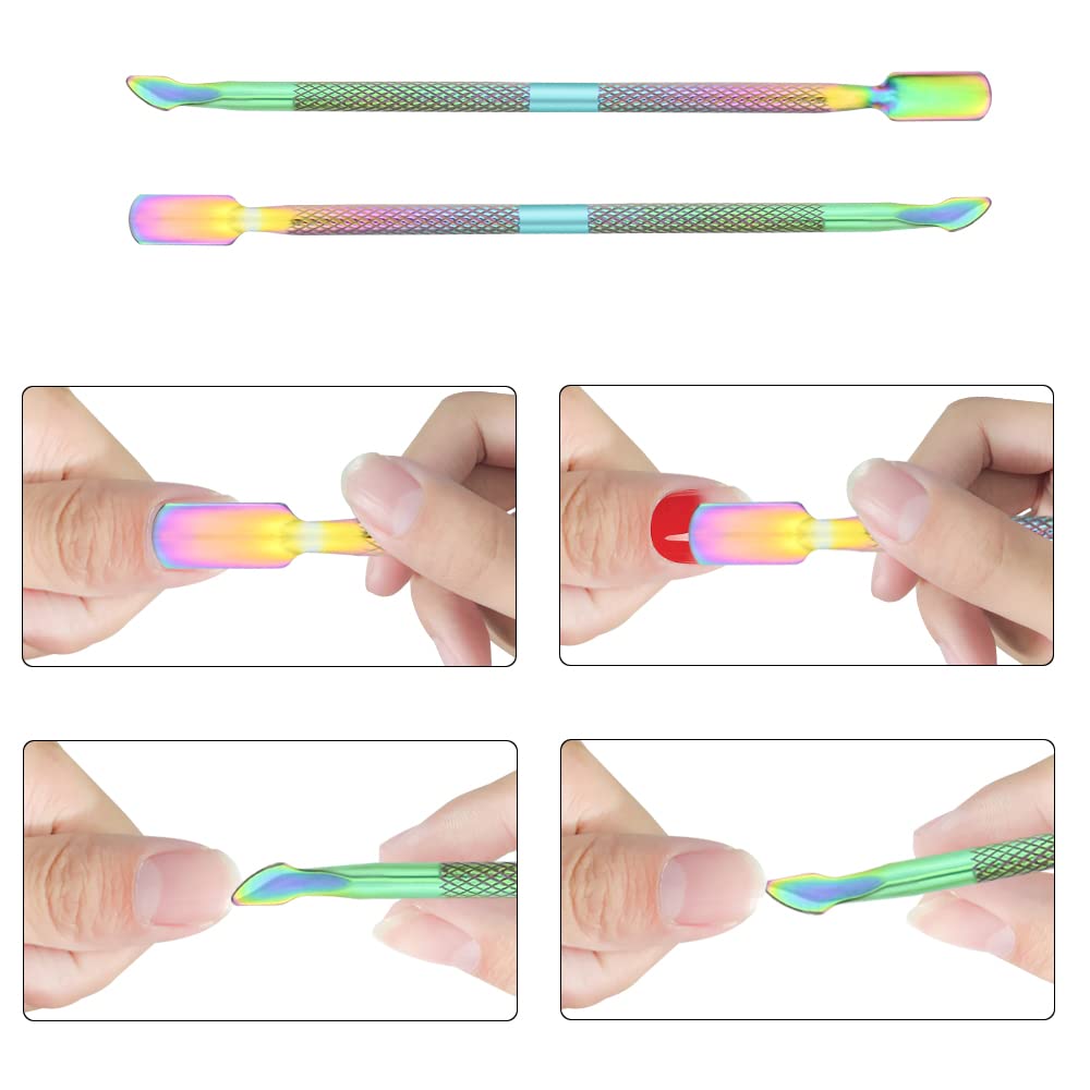 8Pieces Cuticle Trimmer Cuticle Nipper Cuticle Remover Cuticle Cutter with Cuticle Pusher Stainless Steel Cuticle Cutter Clipper Nail Tools for Fingernails and Toenails (Rainbow)