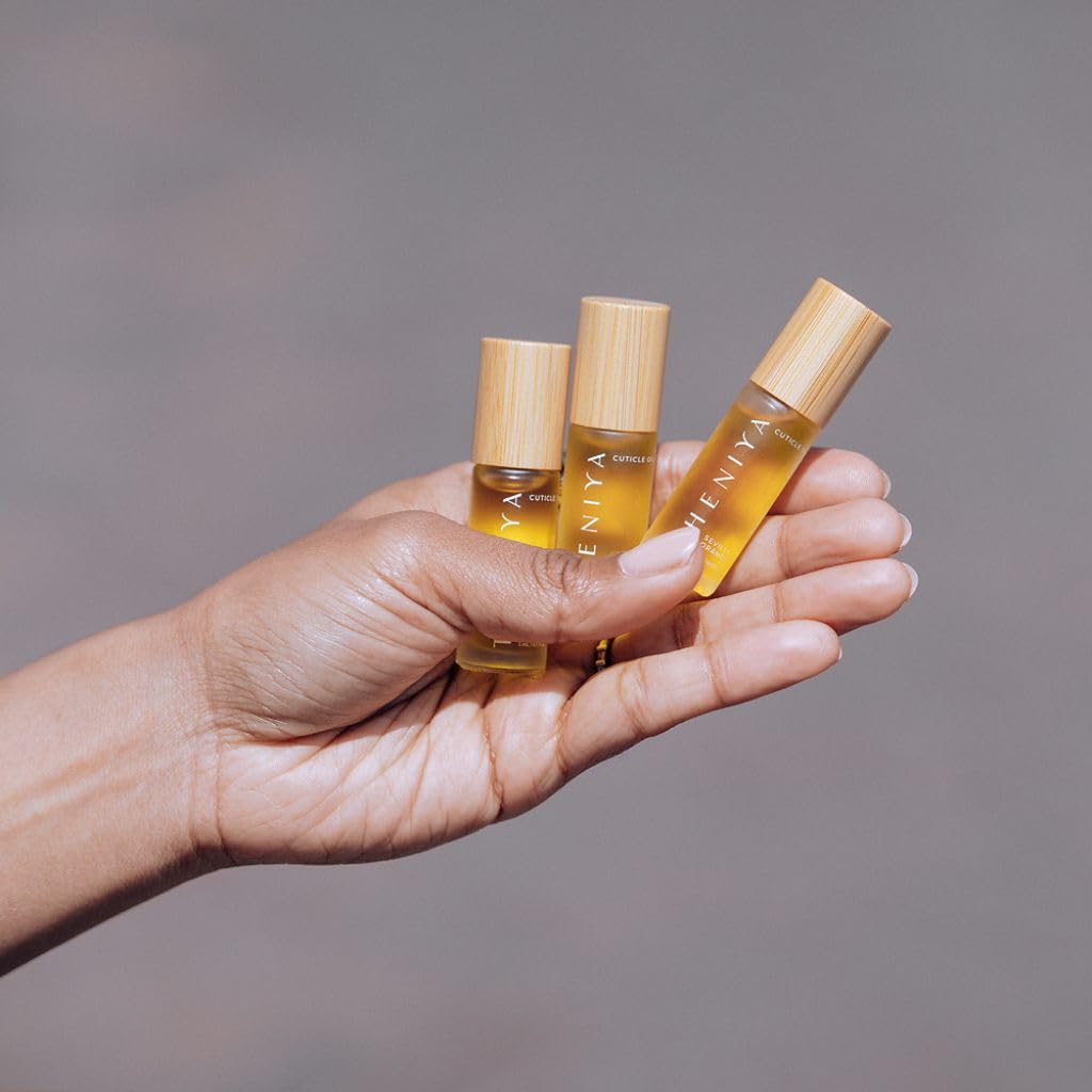 Cuticle Oil for Nail Strengthening and Growth – Hydrating, Vegan, Organic Formula with Jojoba & Vitamin E | 3 Signature Fragrances | 5mL Roll-On (0.17 Fl Oz, Sandalwood Fragrance)