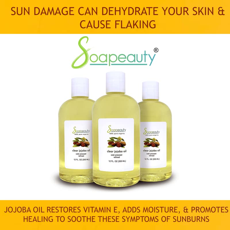 Soapeauty Clear Jojoba Oil | 100% Pure & Natural | Refined, Cold Pressed, Hexane Free | Moisturizing Oil for Skin, Face, Hair & Nails | 64 fl oz