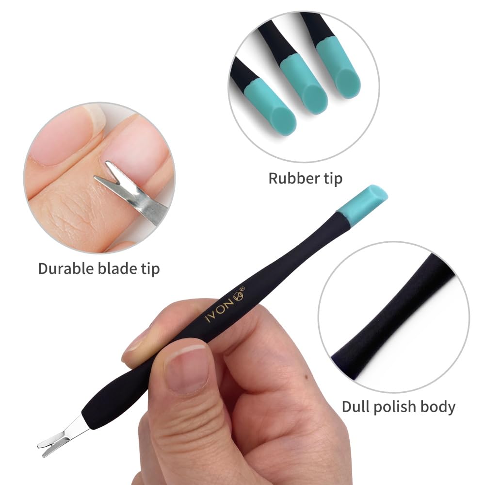 IVON 2pcs Nail Soaking Bowl & 3pcs Cuticle Pusher, Soak Off Gel Polish Remover Manicure Bowl and Rubble Tip Cuticle Pusher