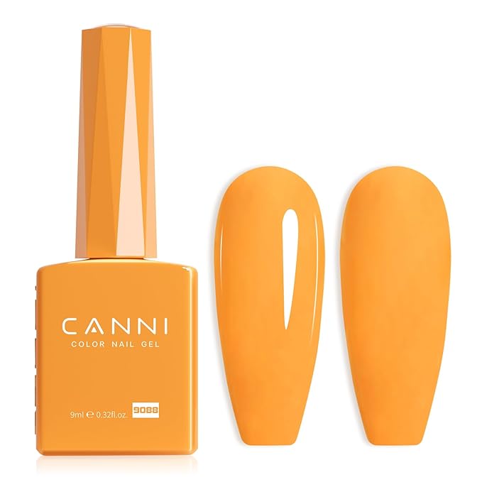 CANNI Orange Gel Nail Polish, 1Pcs Orange Gel Polish Bright Neon Orange Color High Gloss Soak Off U V French Nail Manicure Salon DIY