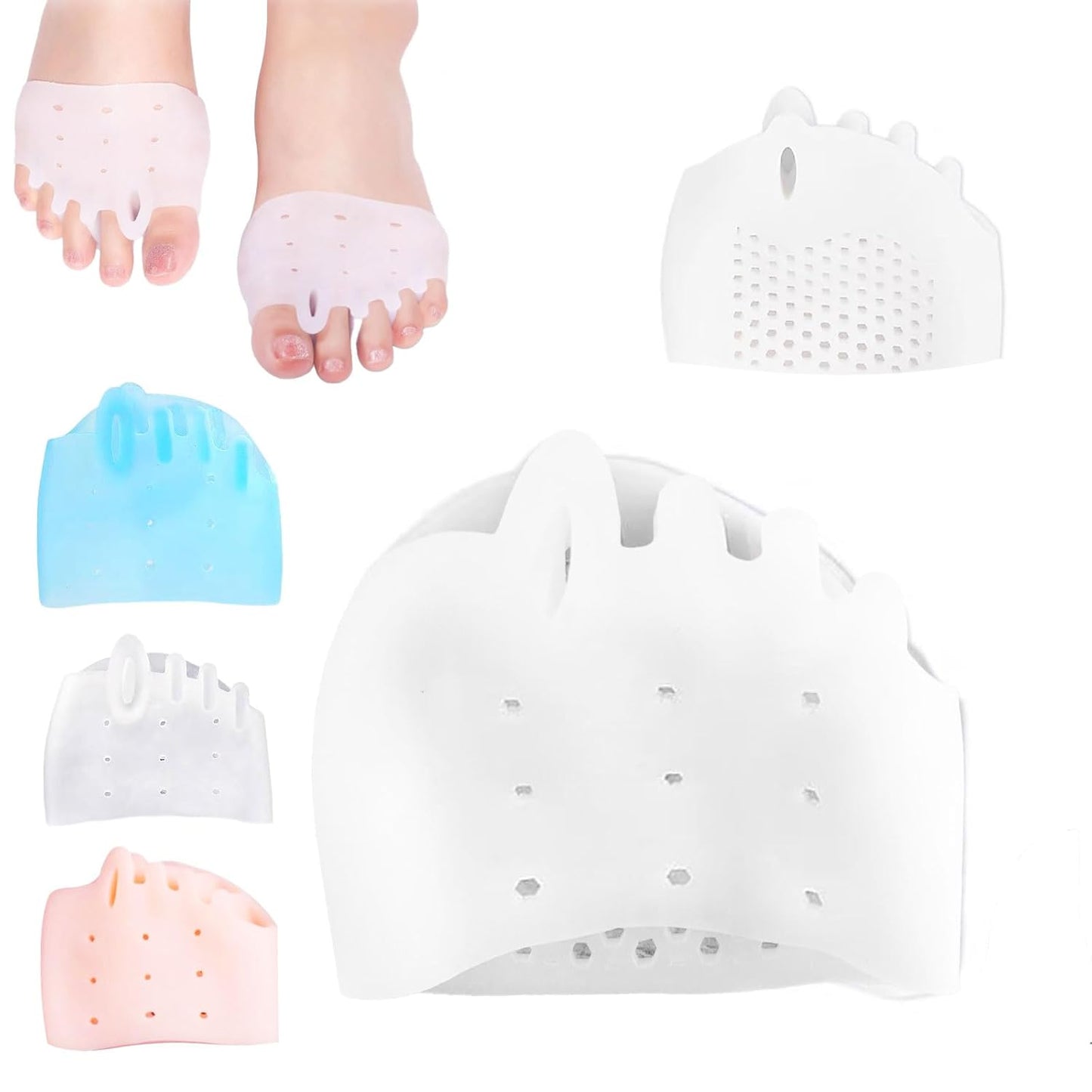 Silicone Toe Separators - Unisex, Hallux Valgus Relief, Breathable Soft Comfort Gel Foot Pads, Toe Correctors and Spacers (4 Pairs)