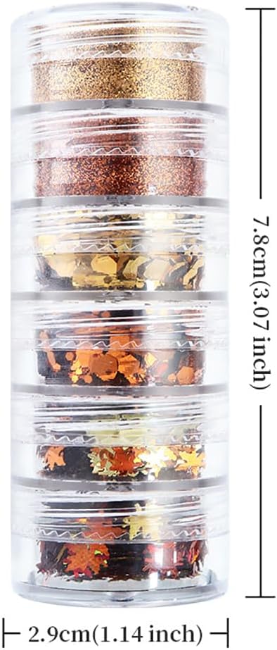 Golden Fall Nail Art Glitters Maple Leaf Nail Sequins Autumn Leaves Nail Decoration Accessories 3D Maple Leaves Nail Decals Professional Fall Nail Designs for Women Manicure DIY 6 Jars