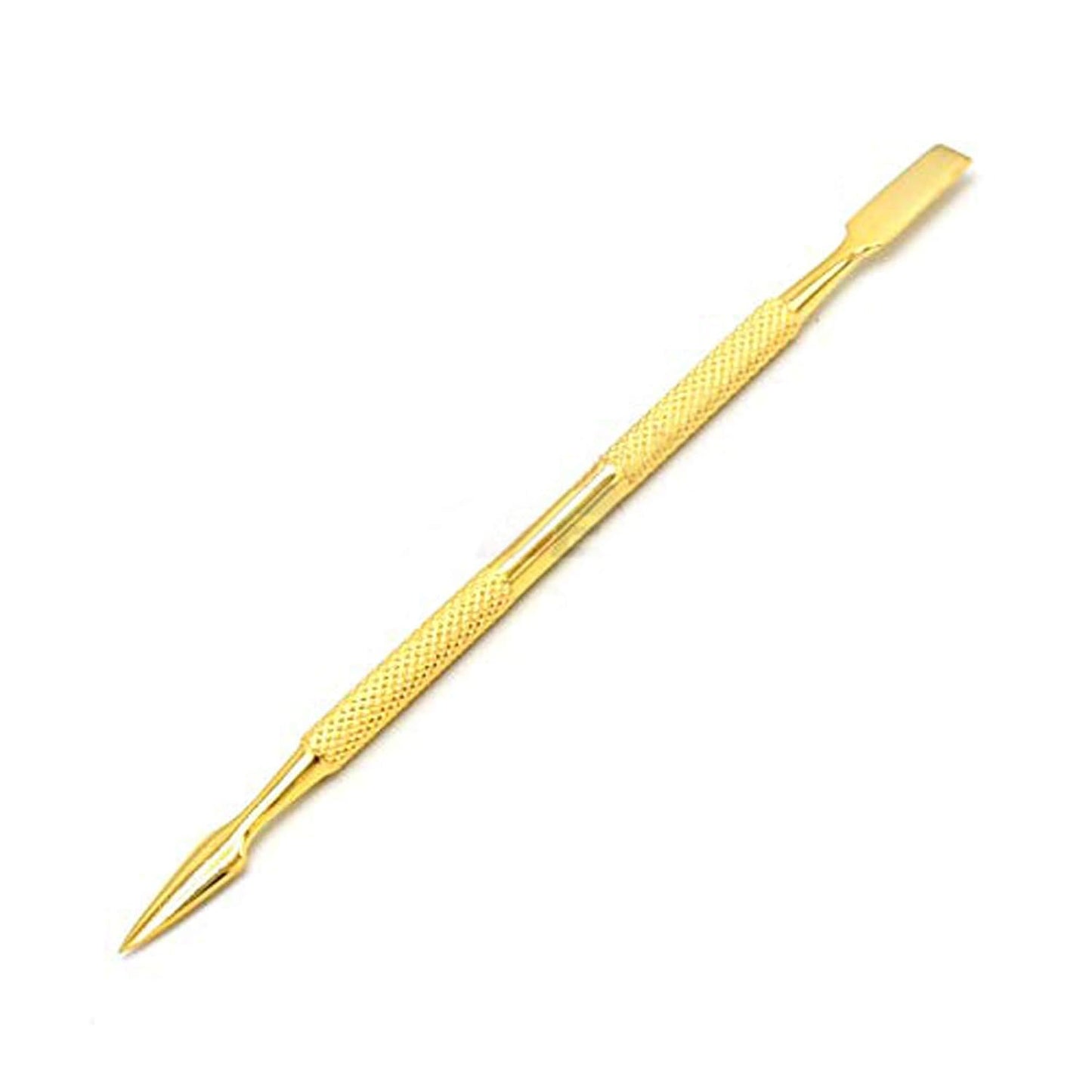Gold Cuticle Pusher Manicure Gel Nail Art Removal Tool Dual Scraper