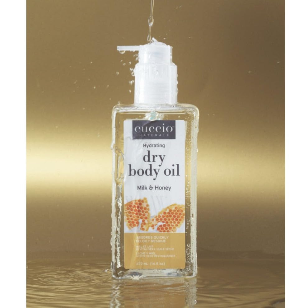 Cuccio Naturale Hydrating Dry Body Oil – Milk & Honey, Fast‑Absorbing Non‑Greasy Moisturizer for Comforted Soft Skin, 15.5 fl oz