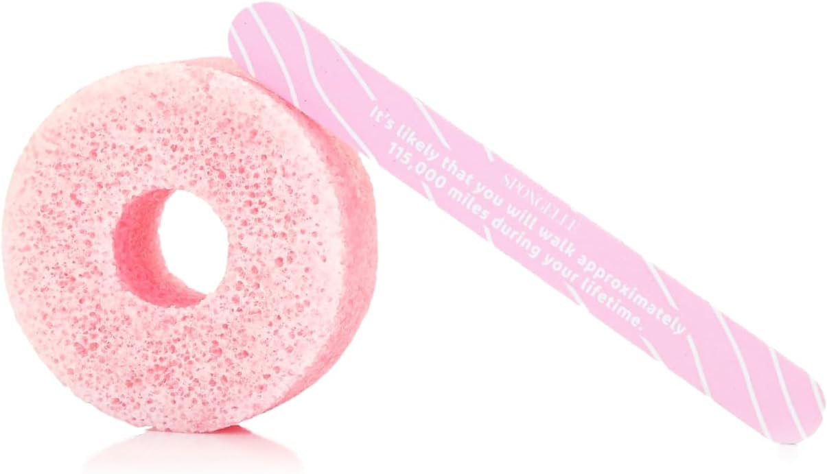 Spongellé Bubblegum PediPOP! Pedi Buffer & Nail File | All-in-One Pedicure Treatment | Exfoliates, Softens & Cleanses | 30+ Washes | Vegan & Cruelty-Free