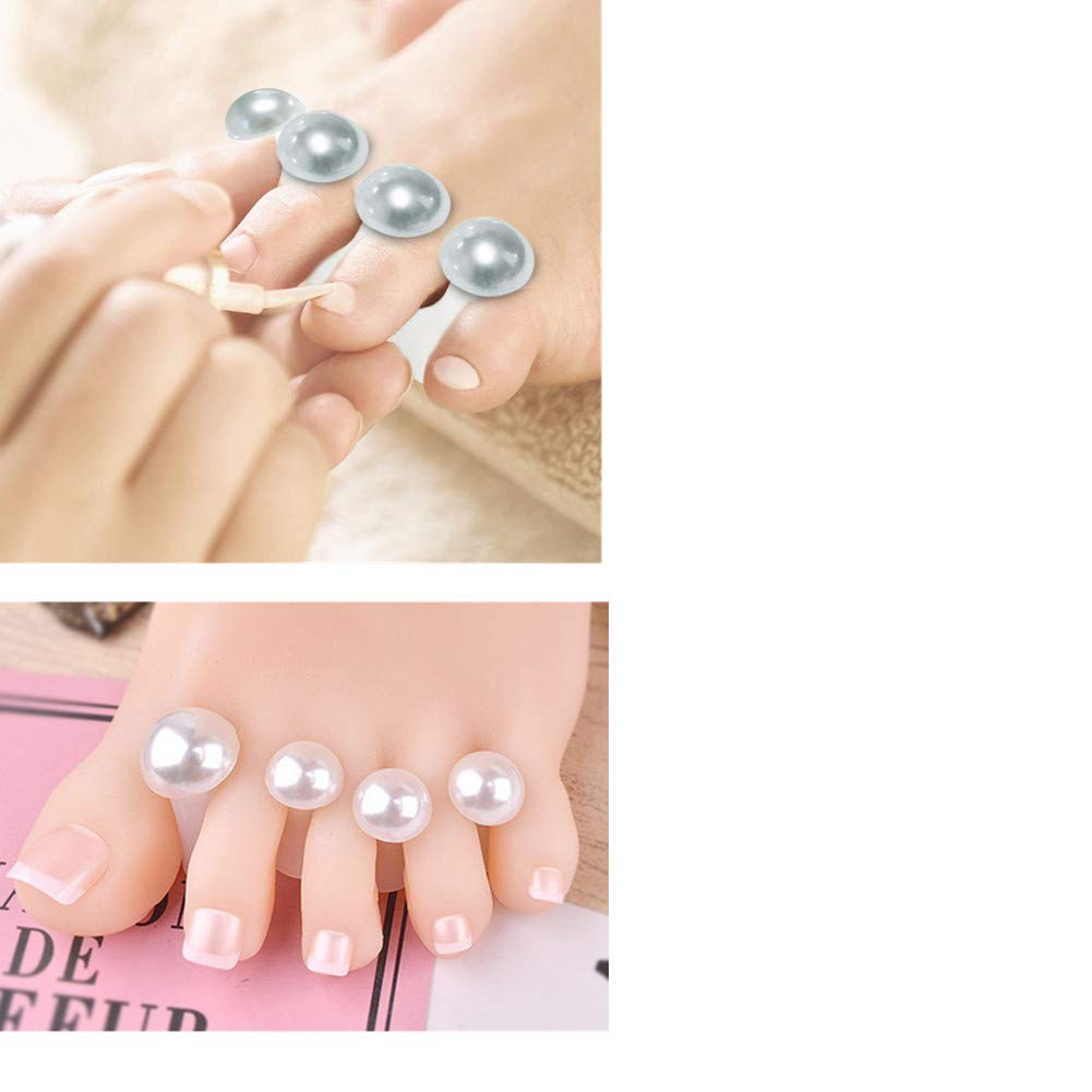 Toe Separator for Nail Polish Pedicure, Silicone Toe Spacers for Feet, 8pcs Spacers, Stretchers, Spreaders, Polish Guards(Pearl)