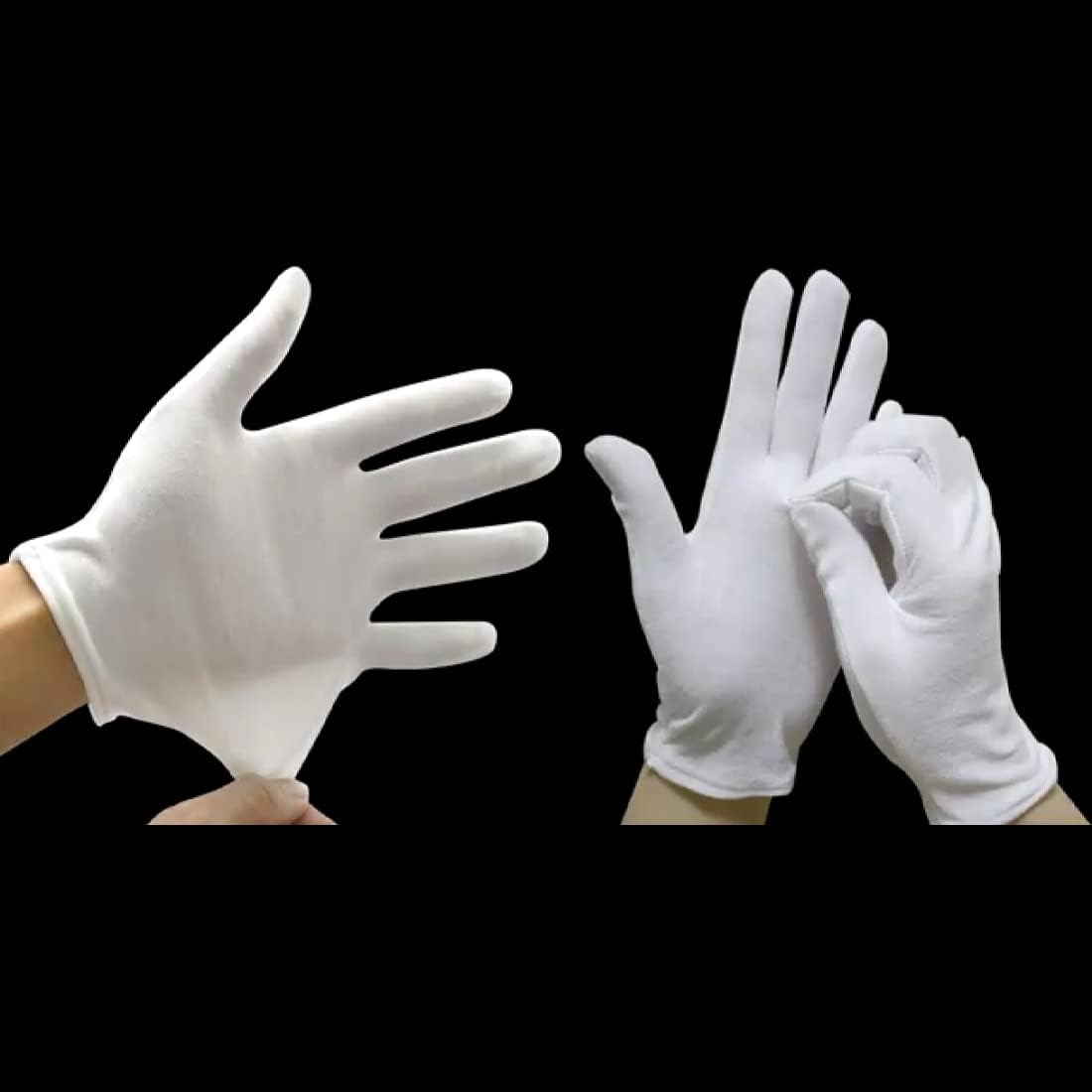 White Cotton Gloves, 12 Pairs of White Gloves are Suitable for Dry Hand Moisturizing Cosmetics, Hand Spa, Jewelry Coin Inspection, Inspection Gloves, and Service Gloves. Elastic Moisturizing Gloves
