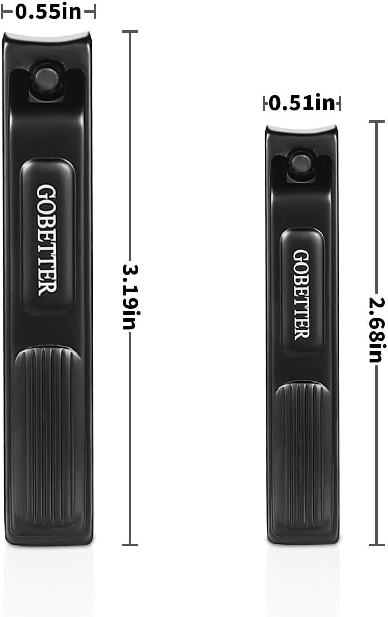 Nail Clippers Manicure Set, Toenail Clippers and Fingernail Clippers, Sharp and Durable Stainless Steel Nail Cutter w/Metal Case for Men and Women, Black