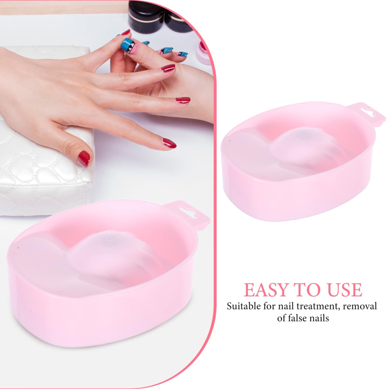 Nail Soaking Bowl, Manicure Bowls Soak Off Tray Bowls Nail Art Tool Nail Remover Tool Nail Care Bowl for Salon Home (Pink)