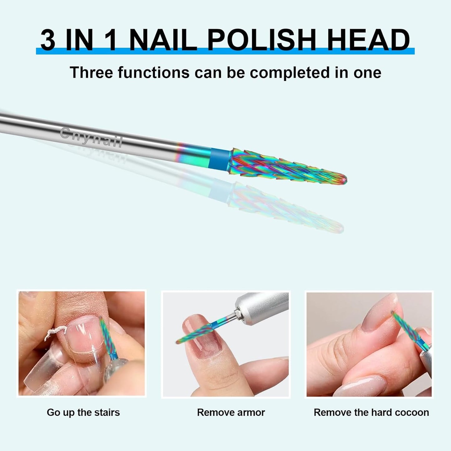 3/32" Small Cone Clean Medium Grit Carbide Cuticle Cleaner Bit for Electric Nail Drills – Professional Manicure Tool for Nail Salons and Home Use (M Grit. Multicolor)