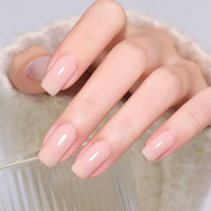 Nude Pink Gel Nail Polish,15ml Natural Jelly Sheer Pink Gel Polish Color Soak Off UV LED Nail Art Starter Manicure Salon DIY at Home