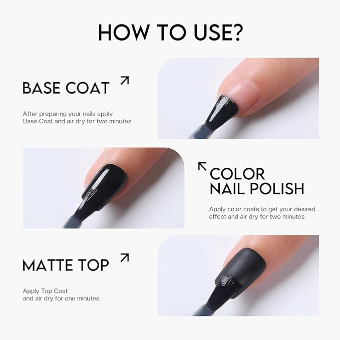 Matte Top Coat Nail Polish: Clear Quick Dry Nail Polish Fast Air Drying Long Lasting Clear Coat Matt Effect for Manicure Salon Quality 0.34 FL Oz