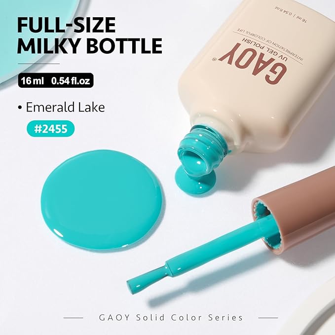 GAOY Blue Gel Nail Polish, 16ml Soak Off Gel Polish, UV Light Cure for Nail Art DIY Manicure at Home, 2455 Emerald Lake