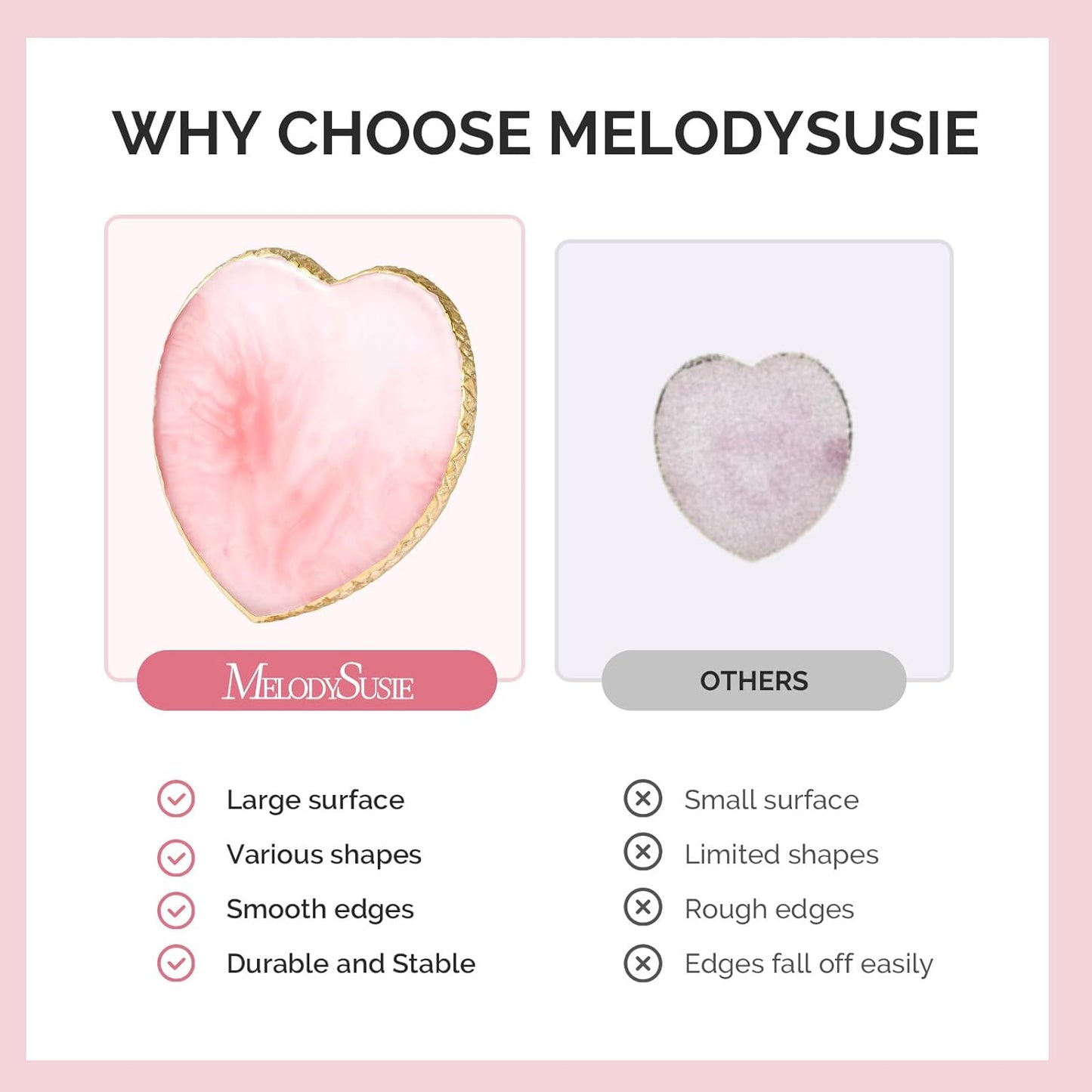 MelodySusie 1PC Heart Shape Resin Nail Art Palette, Professional Color Mixing Board for Gel Polish, Acrylics, Pigment Blending, Salon and DIY Makeup Artist Tool, Pink