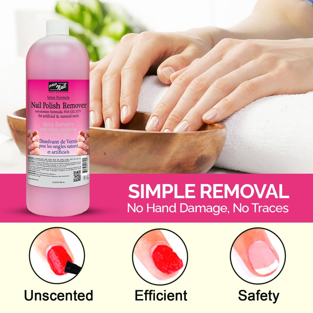 PRONAIL - Non-Acetone Nail Polish Remover, Professional, Maximum Strength, 32 Oz