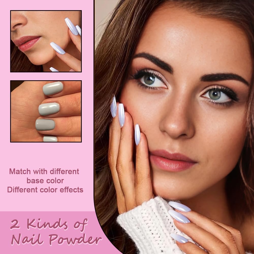 Rose Gold Magic Mirror Chrome Nail Powder, Big-Capacity 1.5g Metallic Dust Holographic Effect Powder Pigment Glitter Manicure Kit, Nail Art, Can Mixed with Builder Gel Nail Polish for Use