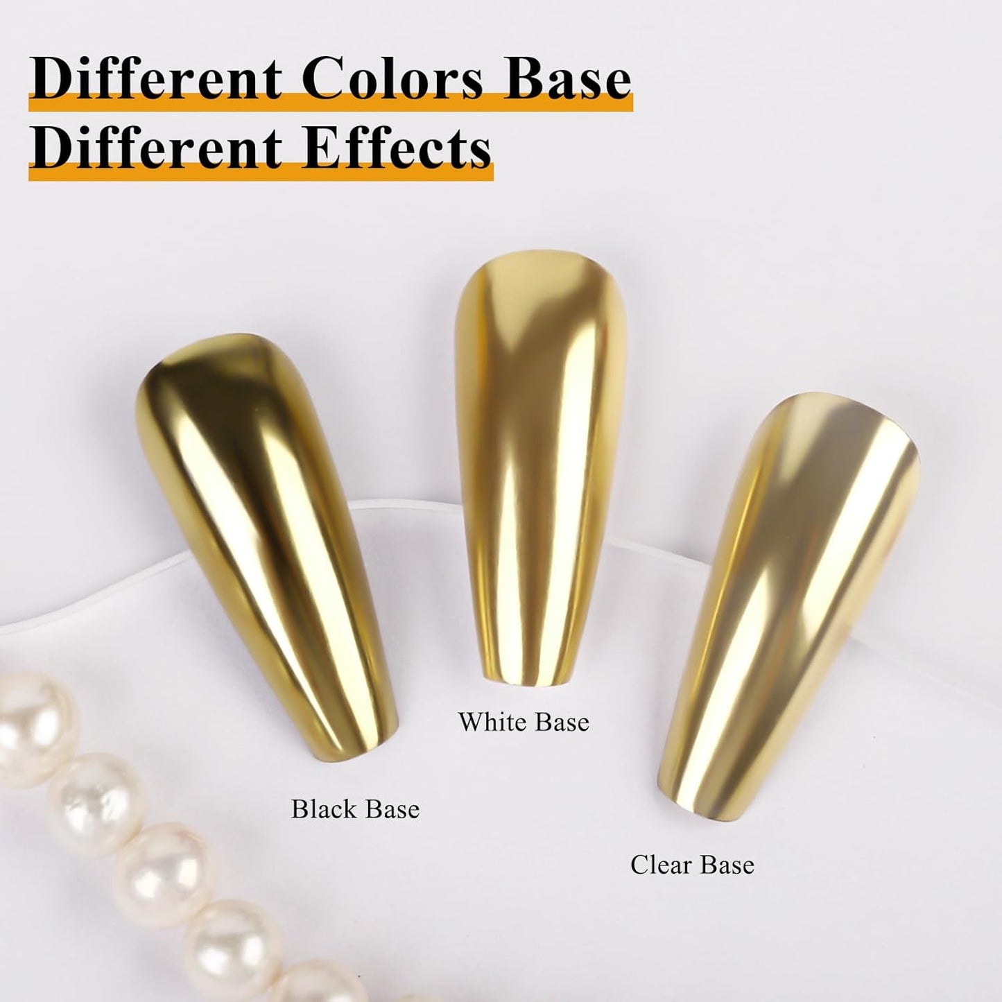 Imtiti Gold Chrome Nail Powder Kit,1g Gold Meatllic Mirror Effect Powder with 10ml White Color Gel Polish Metal Nail UV DIY Kit