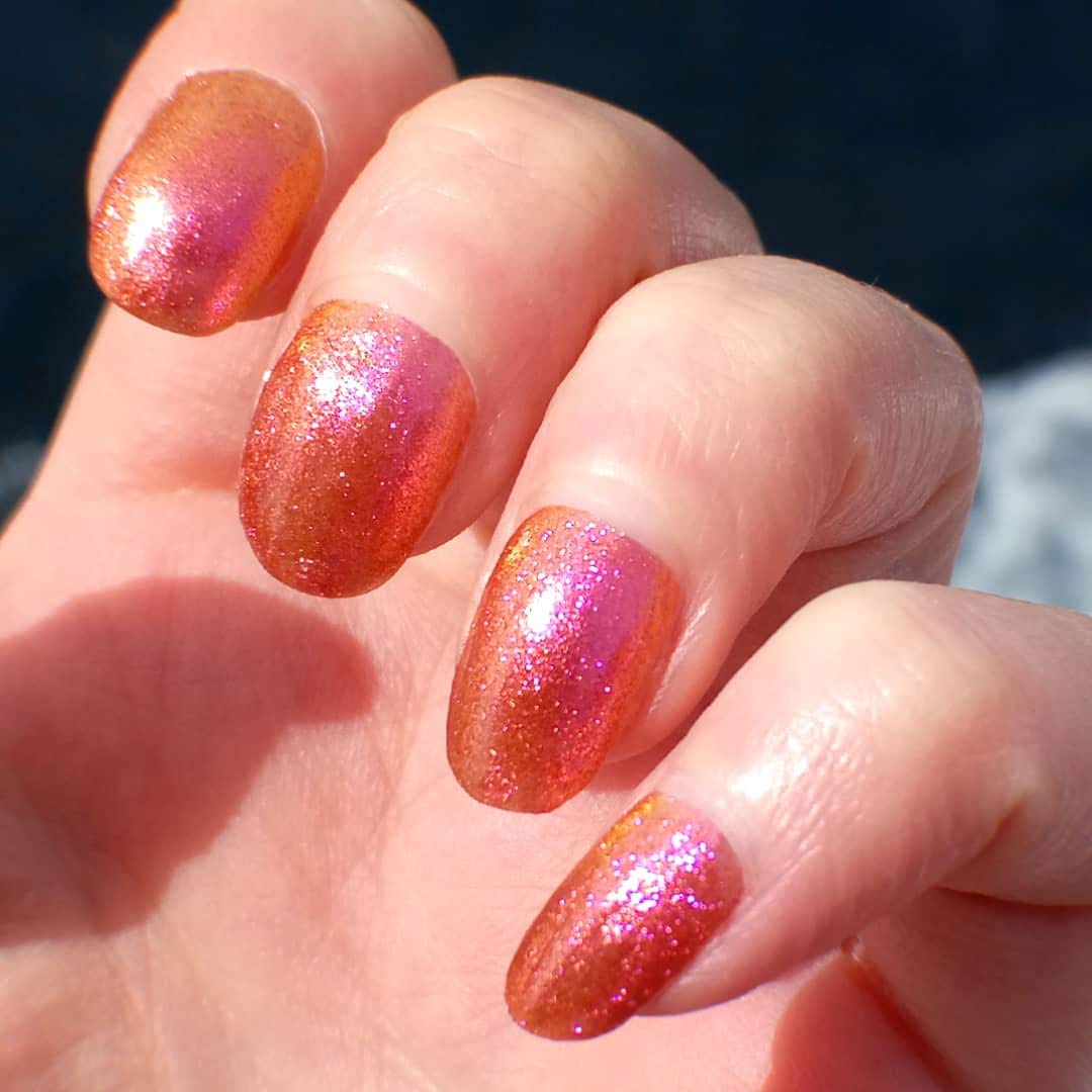 MODE Sparkly Copper, Red, Pink, Gold Shifting Shimmer Nail Polish FILTHY RICH SOUL Long Lasting Nail Lacquer Color, Chip Resistant Strength, Nourishing Care Protection, Made in NY USA