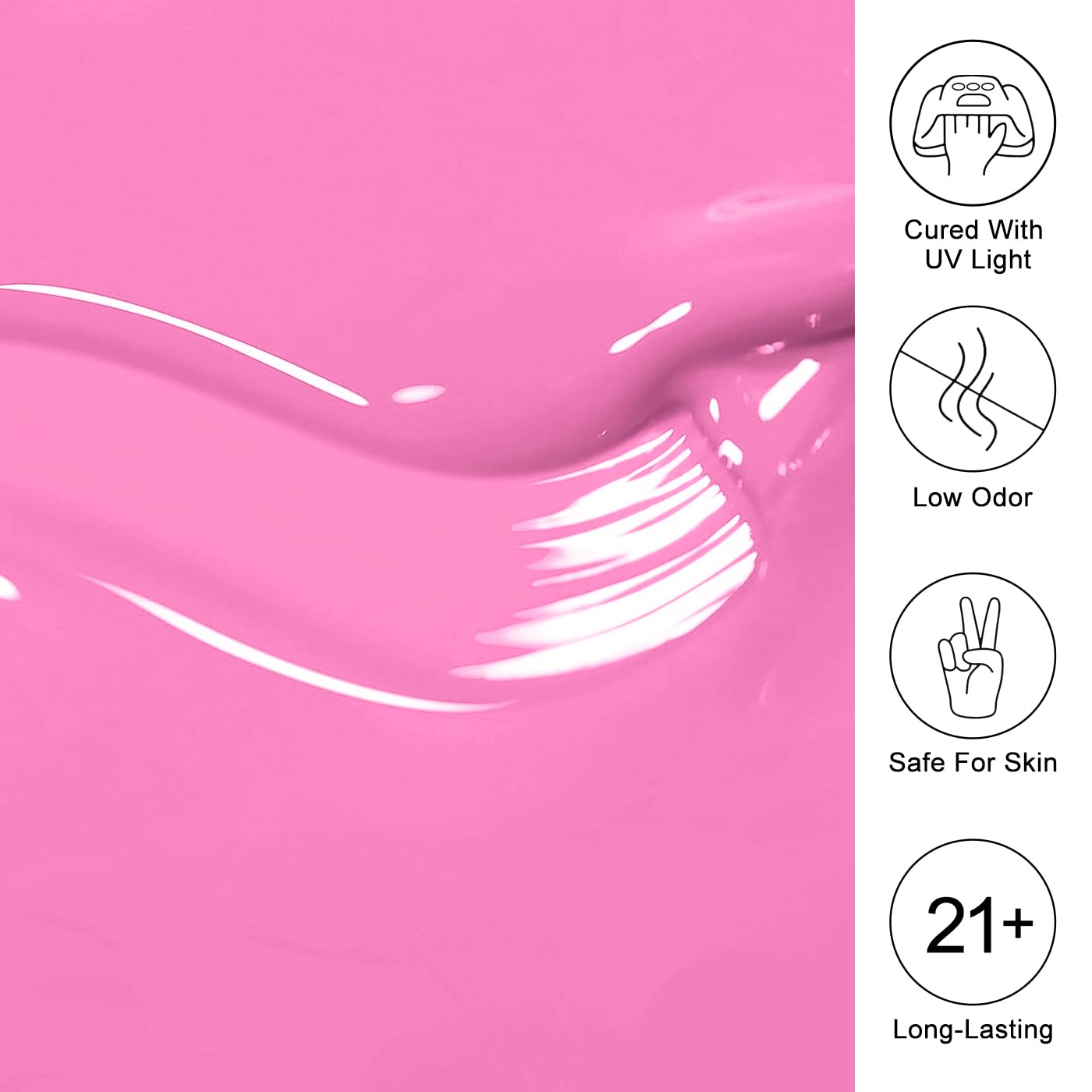 Imtiti Pink Gel Nail Polish, Bright Pink Gel Polish High Gloss Soak Off UV LED Spring Summer Art Manicure Salon DIY Design 10ML
