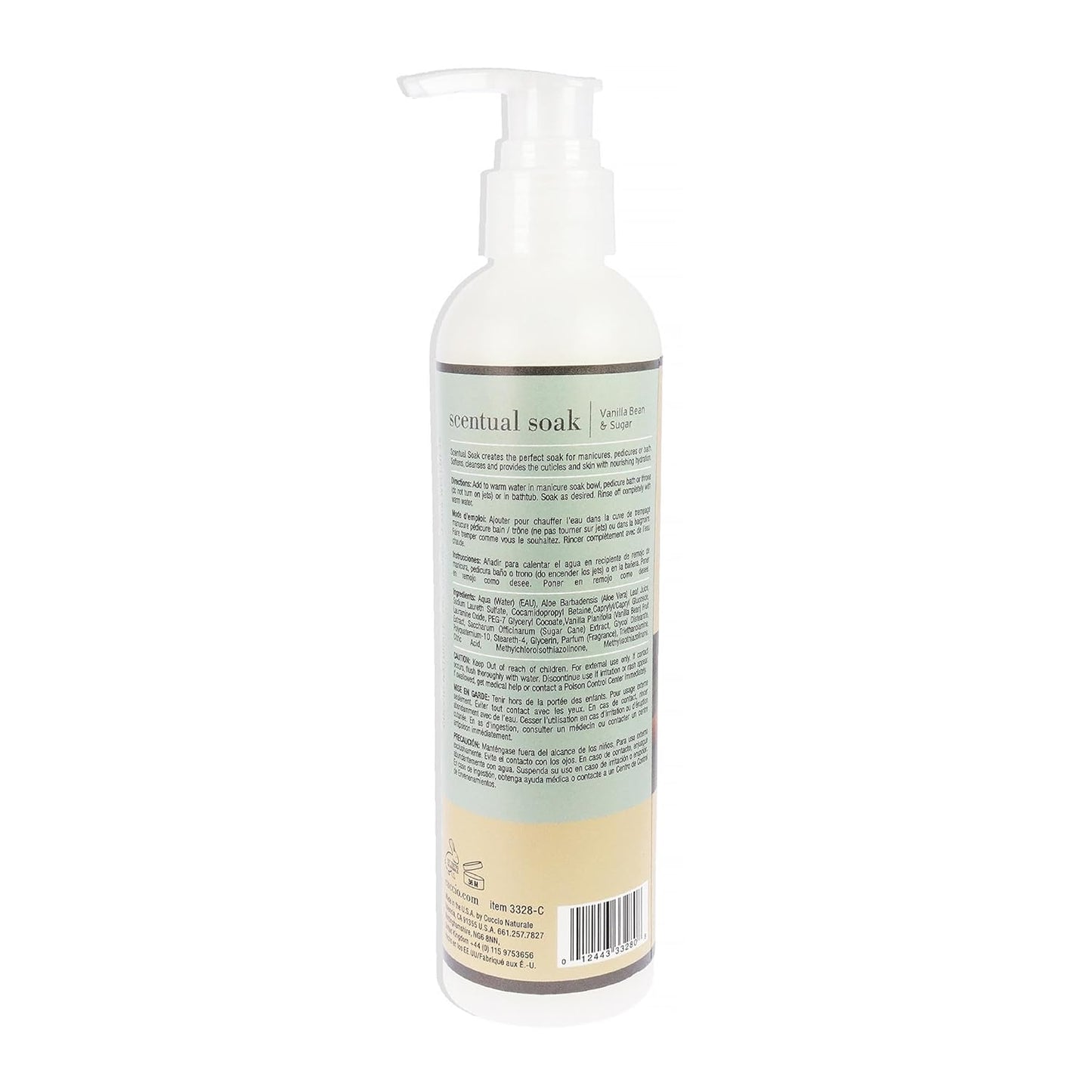 Cuccio Naturale Scentual Soak - Creamy, Liquid Wash for Mani-Pedi - No Parabens - Soften, Cleanse and Hydrate Skin - Anti-Aging Solution - Use On Hands, Body and Feet - Vanilla Bean and Sugar - 8 Oz