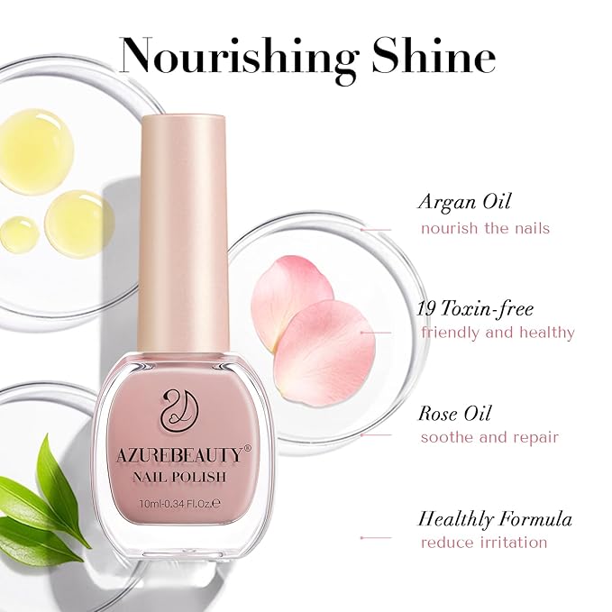 AZUREBEAUTY Nude Pink Nail Polish – Quick Dry, Long-Lasting, Natural Glossy Finish for DIY Manicure & Nail Art, Salon Quality, 10ml for Women