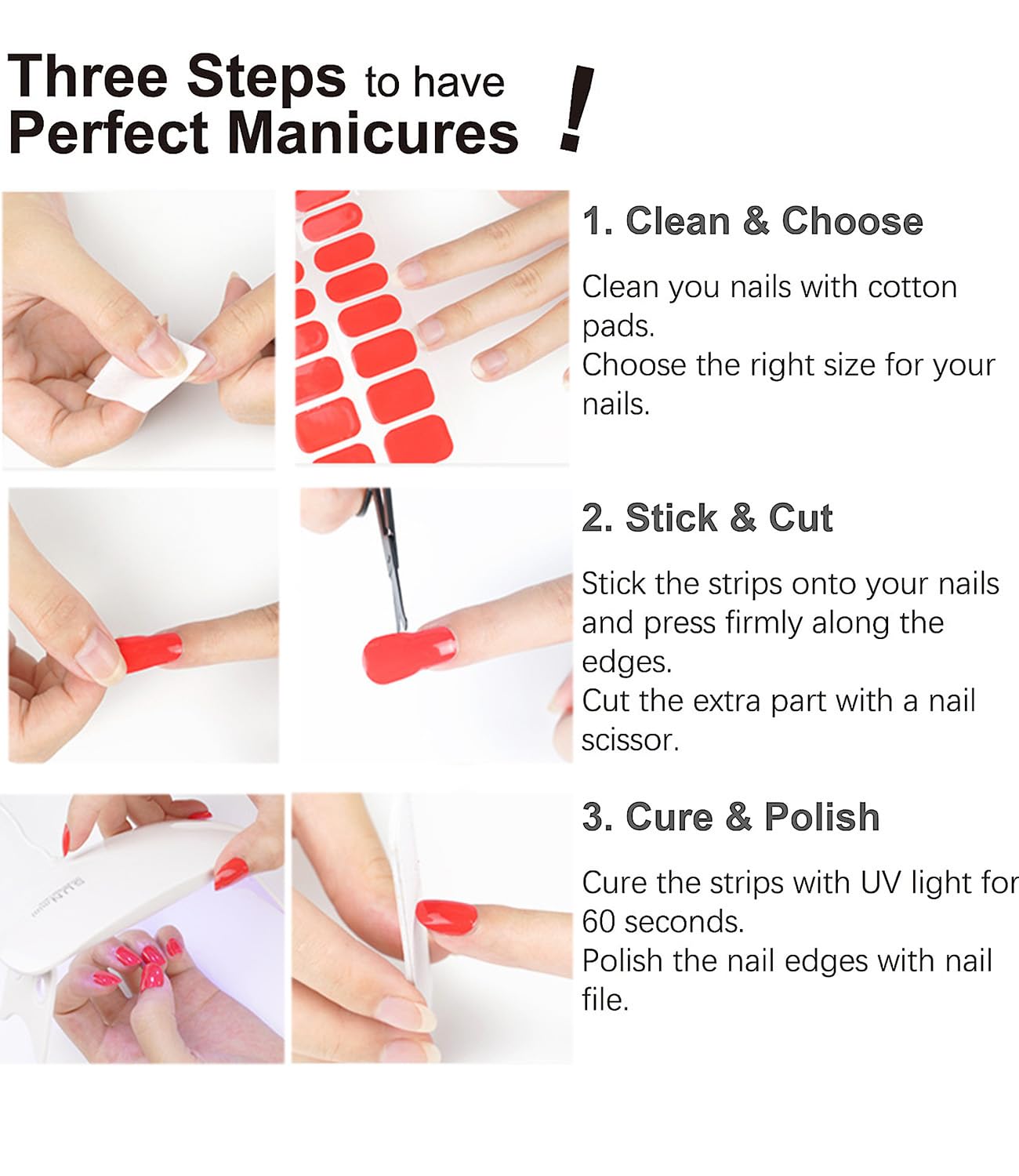 Semi Cured Gel Nail Strips | Classic French 20pcs Semi Cured Gel Nails Sticker | Gel Nail Wraps UV for Home Nails DIY (Nude Transparent)