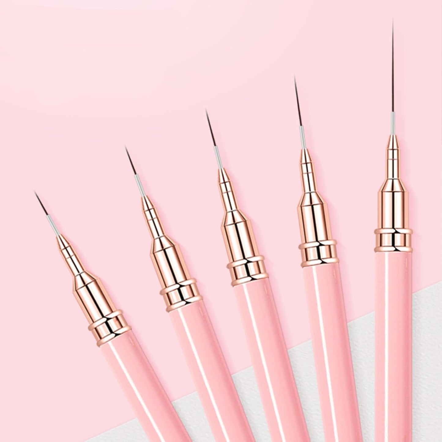 Metallic Nail Art Brushes Superfine Brush 5 Pcs Kit Professional Nail Liner Brush Nail Details Brush Nail Painting and Drawing Liner Brush for Nail Salons
