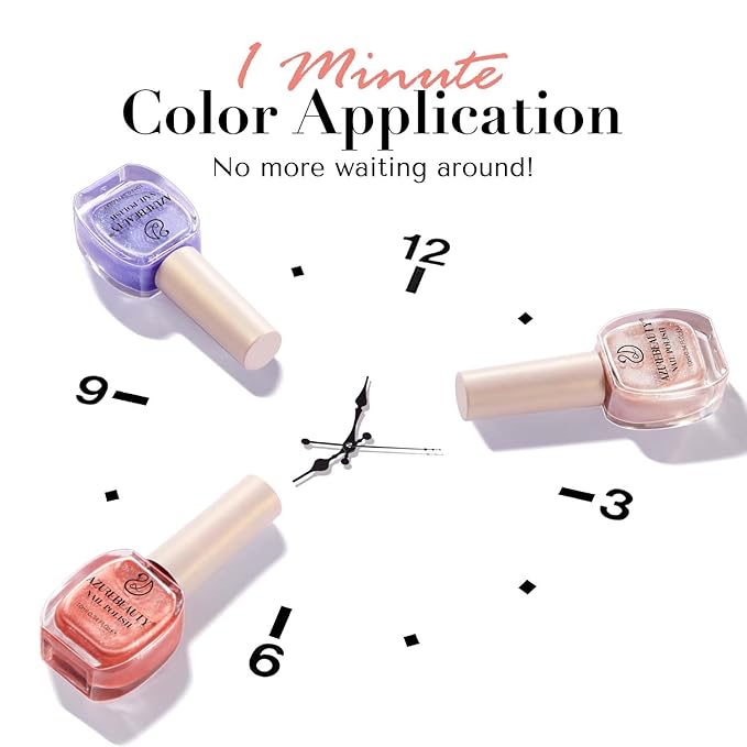 AZUREBEAUTY Pearl Shine Iridescent Shimmer Purple Violet Nude Coral Glitter Orange 8 Colors Nail Polish Set, Quick Dry, Perfect for Women Manicure Nail Art DIY Salon